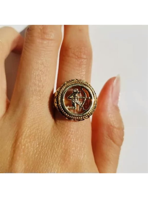 Men Archer Shooter HollowStyle Vintage Gold-plated Alloy Ring Festival Birthday-Gold-9