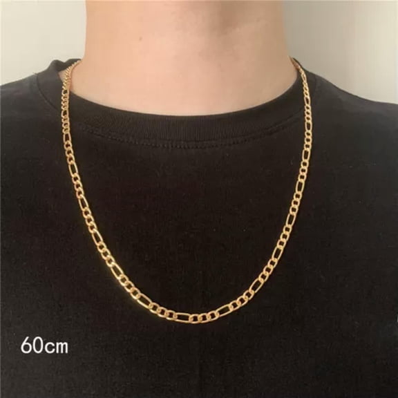 HOOUN Men Necklaces Gold Silver Color Neck Jewelry Neck Chain Chain Necklace Hip Hop +-golden 60cm