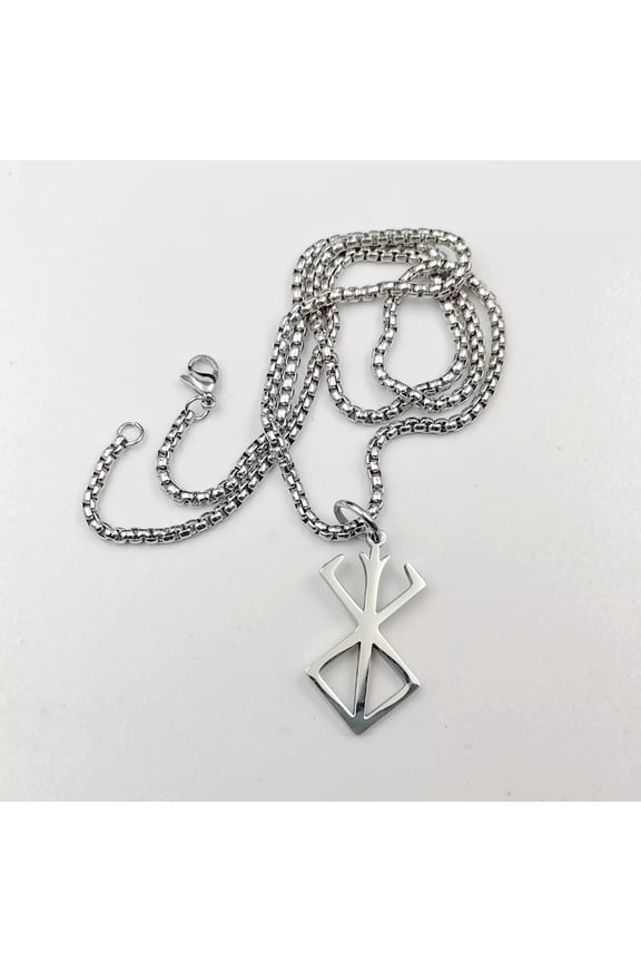 Men Rune of Berserker Warriors Necklace Pendant Stainless Steel Rolo Chain 30''