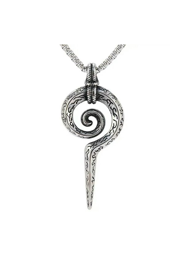 Men Silver Mayan Totem Snake Scepter Amulet Pendant Necklace Gothic Punk Jewelry