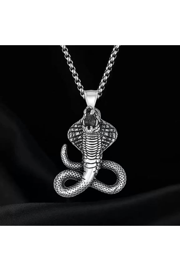 Men Silver Punk Retro Serpent Snake Pendant Necklace Chain Animal Jewelry Gift
