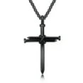 thumbnail image 1 of HOOUN Men Stainless Steel Chain Necklace Retro Double Nails Cross Fashion Pendant 1126-Black, 1 of 7