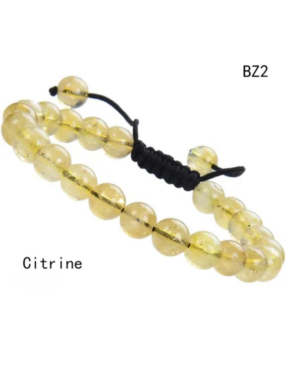 Men Women Adjustable Hand Braided Natural Stone Healing Beads Bracelet-Citrine