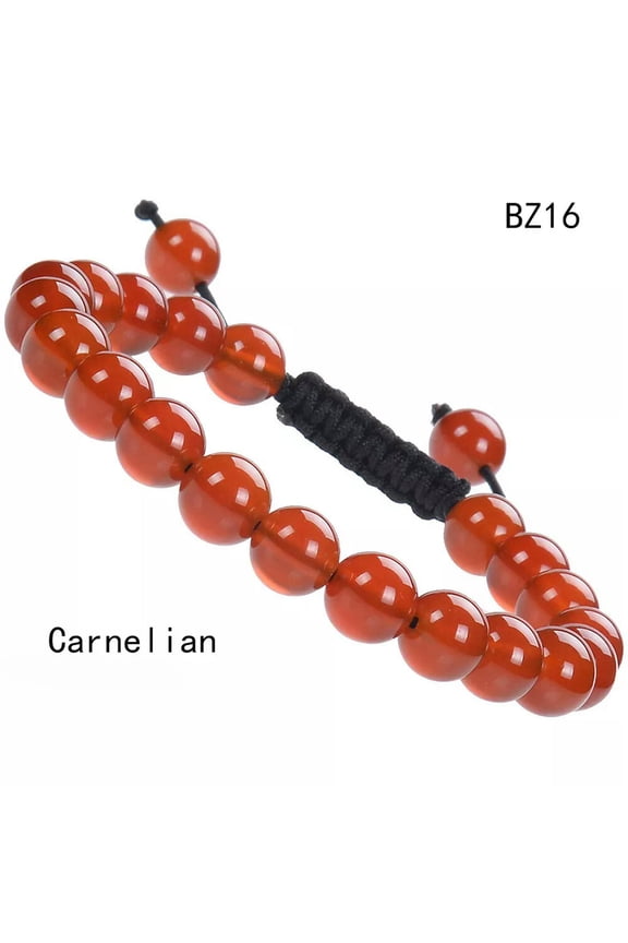 Men Women Adjustable Macrame Hand Braided Carnelian Stone Healing Beads Bracelet