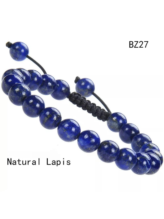 Men Women Adjustable Macrame Hand Braided Lapis Stone Healing Beads Bracelet