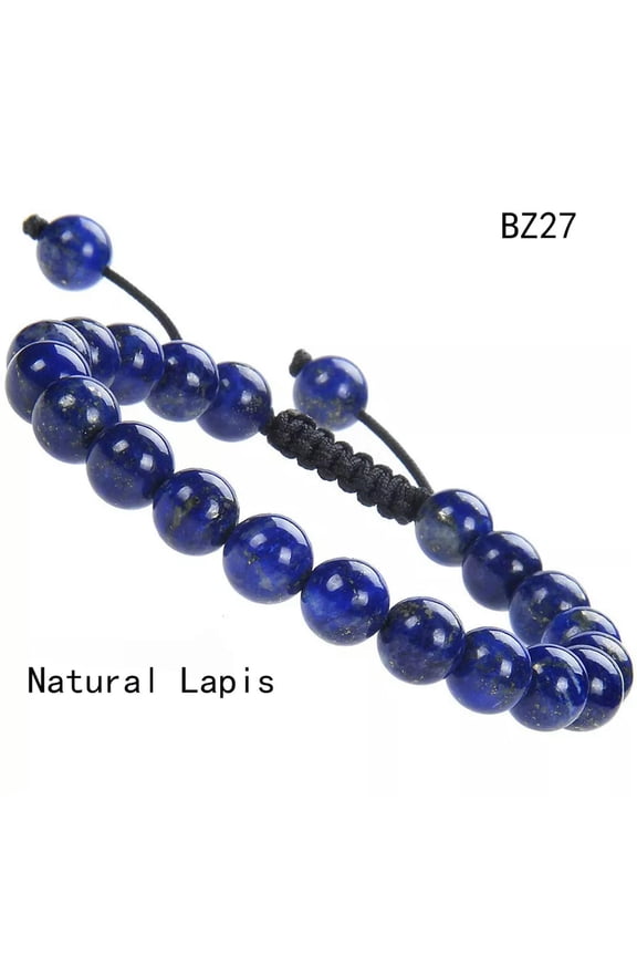 Men Women Adjustable Macrame Hand Braided Lapis Stone Healing Beads Bracelet