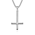 thumbnail image 1 of HOOUN Men Women Upside Down Cross Pendant Prayer Necklace Stainless Steel Punk Jewelry-01#Silver Upside Down Cross, 1 of 9