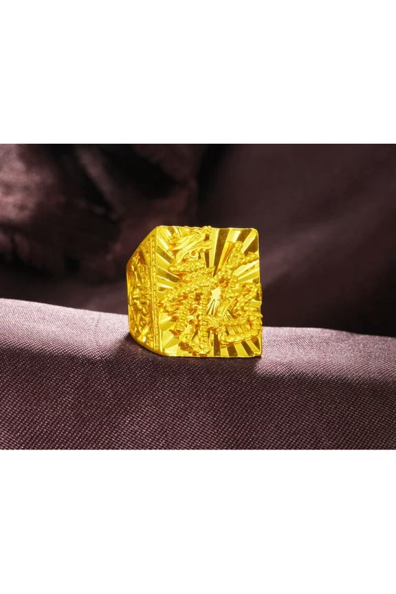 Men's 1:1 Dragon 23K 24K THAI BAHT YELLOW GOLD Plated RING/17.3g