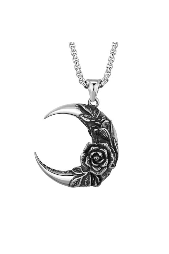 Men's Amulet 316 Stainless Steel Rose Moon Necklace Pendant Lucky Gift Jewelry