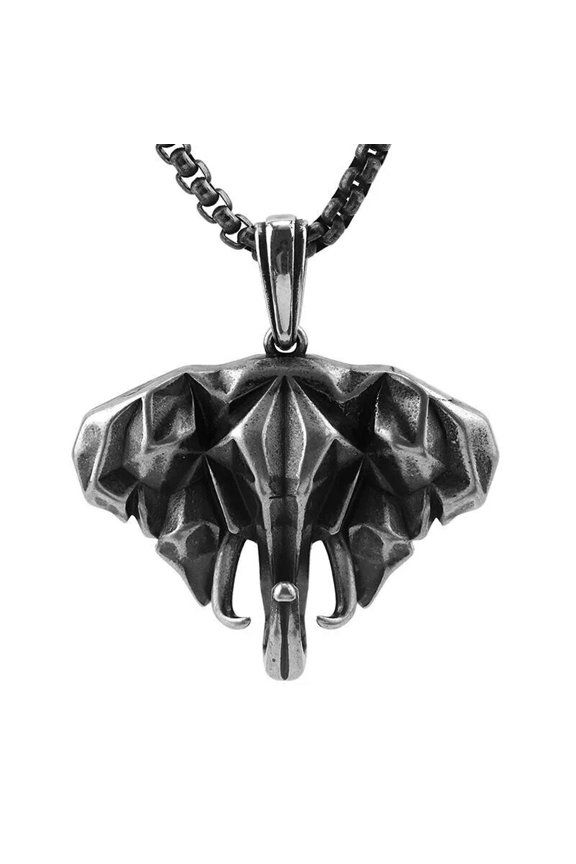 Men's Amulet Stainless Steel Elephant Necklace Pendent Jewelry with Chain Gift