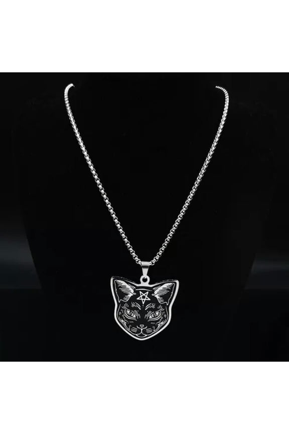 Men's Amulet Stainless Steel Star Cat Necklace Lucky Jewelry Wholesale Gift