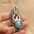 thumbnail image 1 of HOOUN Men's Amulet stainless steel Eagle Turquoise Necklace Pendant Jewelry with Chain, 1 of 5