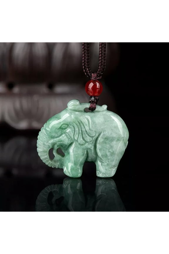 Men's Burmese Jade Elephant Pendant Jewelry Green Jadeite Lucky Necklace Gift