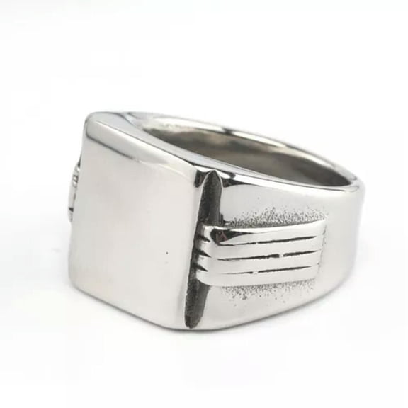 HOOUN Men's Classic Signet Wedding Ring Titanium Fashion Biker Punk Ring Birthday Gift-12-Silver