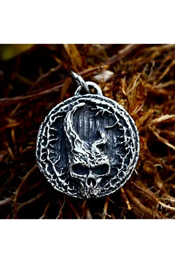 Men's Demon Horn Skull Pendant Necklace Stainless Steel Jewelry Chain 24" Gift