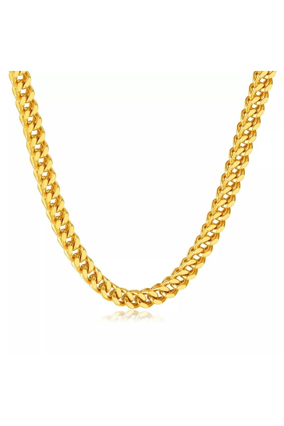 Men's Gold braided chain necklace Stainless steel bicycle punk 8mm 18.8inch 112g