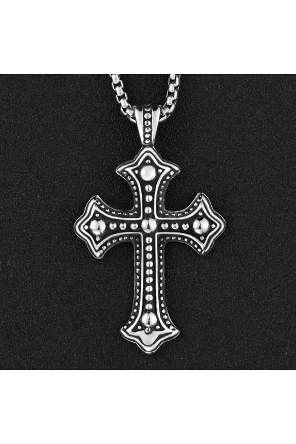 Men's Gothic Cross Pendant Necklace Punk Retro Rock Jewelry Box Chain 24" Gift