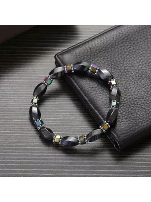 Men's Hematite Arrow Beads Gemstone Stretch Women Bracelets Stacking Jewelry-#27