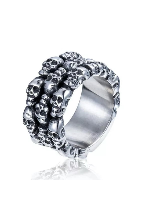 Men's Large Biker Skull Ring Stainless Steel Multi Skull Head Gothic Punk Rings-13