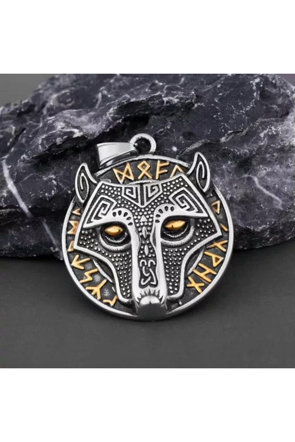 Men's Leopard / Viking Wolf/ Owl Skull Pendant Punk Necklace Stainless Steel 24"-Style 3: Wolf