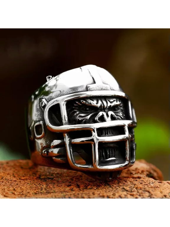 Men's Powerful Headguard Gorilla Ring Stainless Steel Gothic Biker Jewelry Ring-11