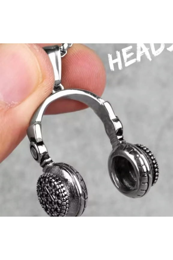 Men's Silver Headphone Pendant Necklace Music Lover Jewelry Chain 24" Gift