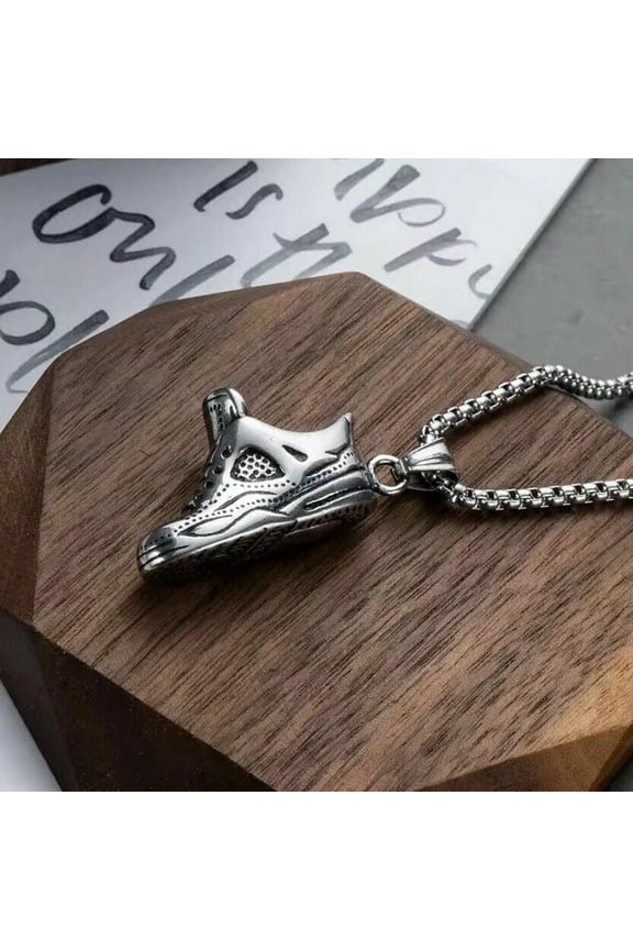 Men's Silver Sneaker Shoe Pendant Necklace Punk Hip Hop Rock Jewelry Chain 24"