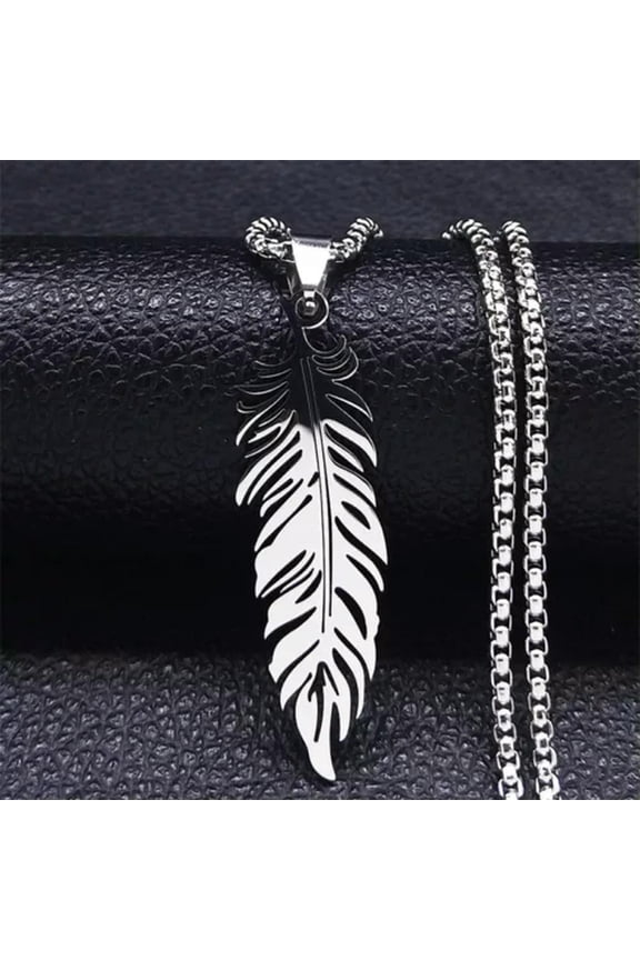 Men's Stainless Steel Amulet Feather Necklace Pendant Jewelry Wholesale Gift