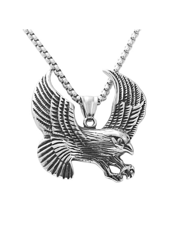 Men's Stainless-Steel Brave Eagle Necklace Pendant Lucky Jewelry Wholesale Gift