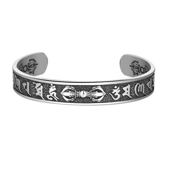 HOOUN Men's Stainless Steel Buddhist Heart Sutra Bracelet Chaim Jewelry Gift Wholesale