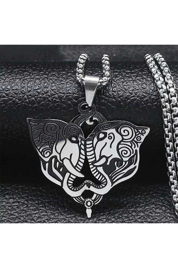 Men's Stainless Steel Lucky Elephant Necklace Pendant Jewelry Fashion Chain Gift