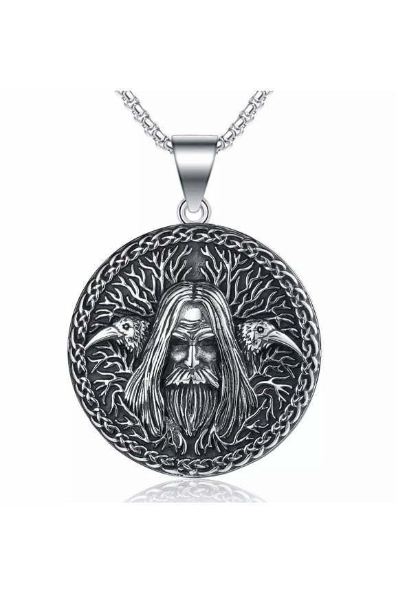 Men's Vintage Stainless-Steel Viking wizard endant Lucky Necklace Jewelry Gift