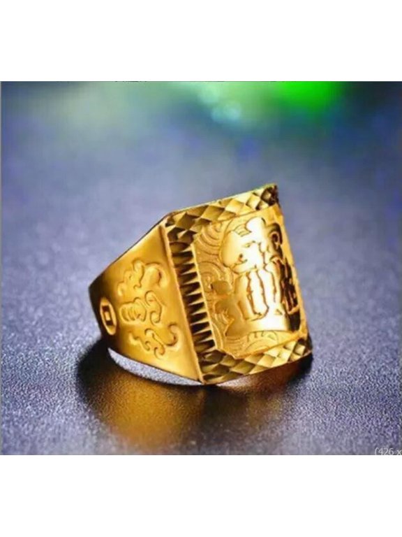Men's Wealth Seeking Treasure Adjustable 24K THAI BAHT YELLOW GOLD Plated RING