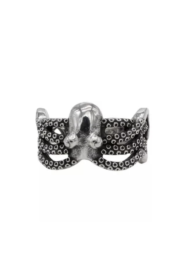 Men's Women's Gothic Octopus Alien Ring Stainless Steel Vintage Biker Punk Ring-9