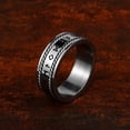 thumbnail image 1 of HOOUN Men's Women's Viking Runes Stainless Steel Cable Chain Inlay Wedding Bands Ring-7-Silver, 1 of 6
