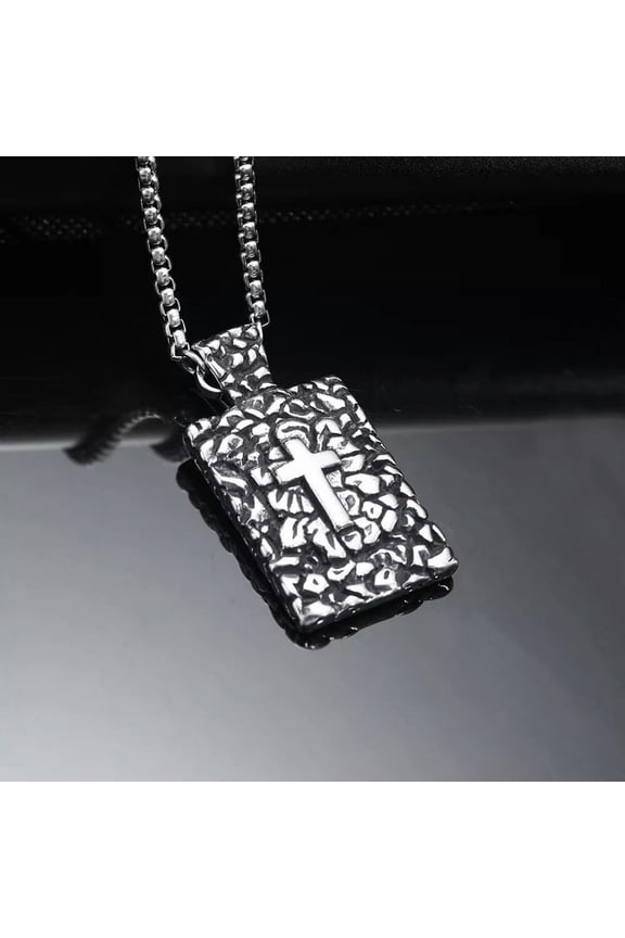 Men's Women's Vintage Cross Shield Pendant Necklace Christian Jewelry Chain 24"