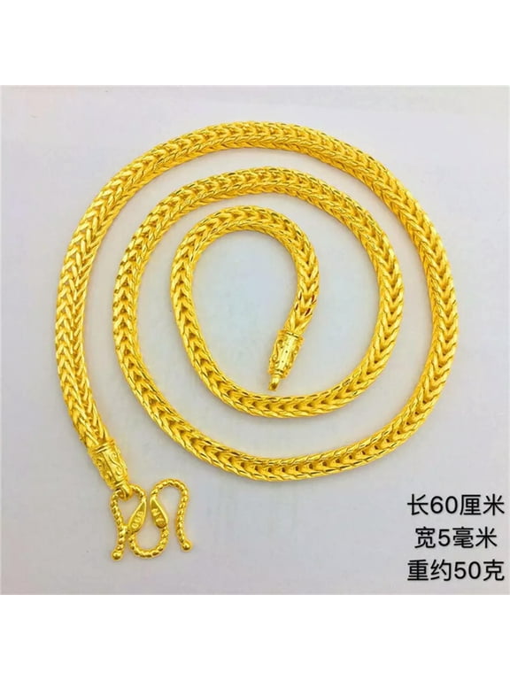 Men's snake bone 22k 23k 24k Thai Baht Gold Plated Jewelry Necklace 01