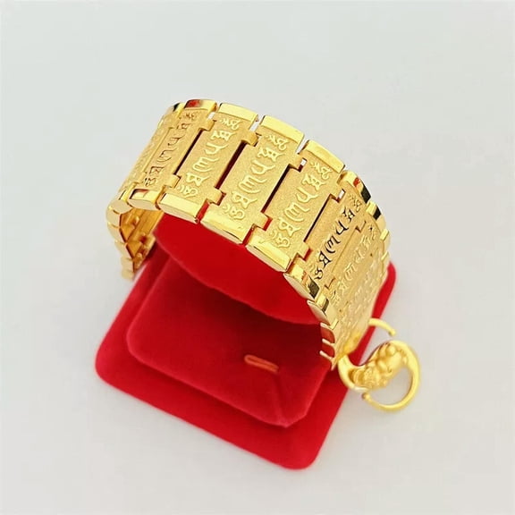 HOOUN Men's weighing 23k 24k Thai strain yellow gold-plated bracelet 8.2 inch30mm