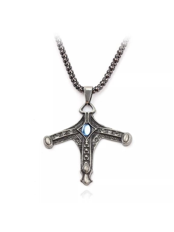 Mens Bloodborne Sword Hunter Badge Pendant Necklace Punk Rock Biker Jewelry 24"