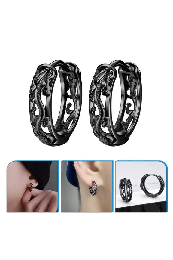 Mens Dragon Hoop Earrings for Jewelry Hand-crafted Nickel-free Man