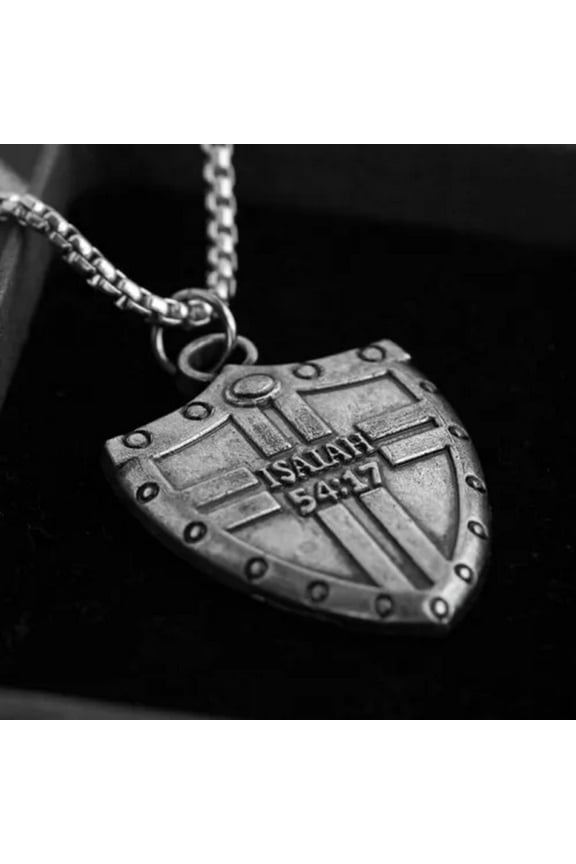 Mens Lord's Prayer Bible US Flag Cross Pendant Necklace Christian Jewelry 24"-Style 4- 54:17 Shield