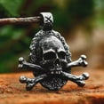 thumbnail image 1 of HOOUN Mens Pirate Skull Crossbones Pendant Necklace Punk Retro Jewelry Stainless Steel, 1 of 3
