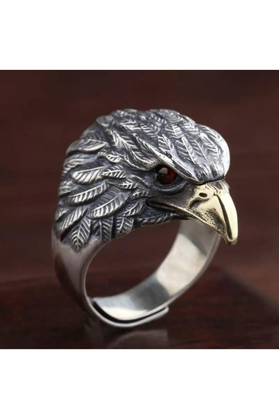 Mens Ring Silver Plated Eagle Open Ring Fashion Adjustable Ring Gift
