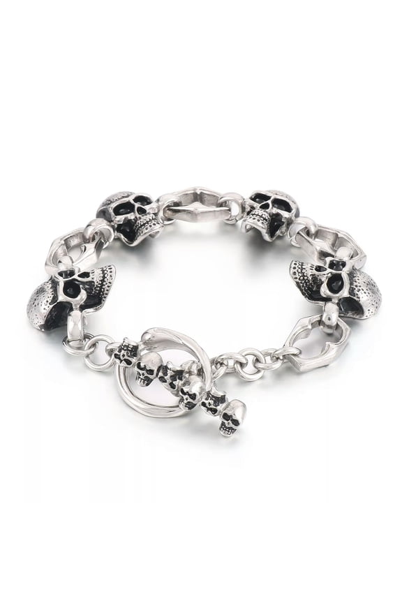 Mens Skeleton Skull Link Chain Bracelet Stainless Steel Gothic Jewelry XMAS Gift