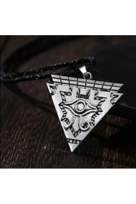 Mens Slavic Statement Evil Eye Triangle Silver Color Pendant Necklace