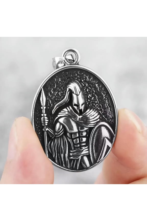 Mens Spartan Warrior Pendant Necklace Punk Biker Jewelry Stainless Steel 24"