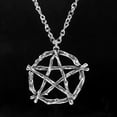 thumbnail image 1 of HOOUN Mens Star Pentagram Inverted Pentacle Necklace Wicca Women Chain Silver Jewelry-4# Black Star Pentagram Necklace, 1 of 5
