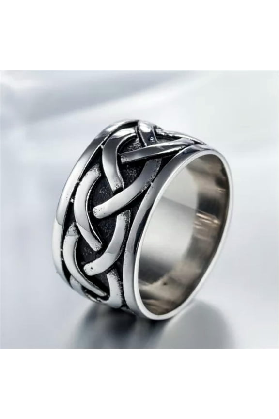Mens Viking Stainless Steel Ring Runes Compass Adjustable Ring Nordic Jewelry-7-#1