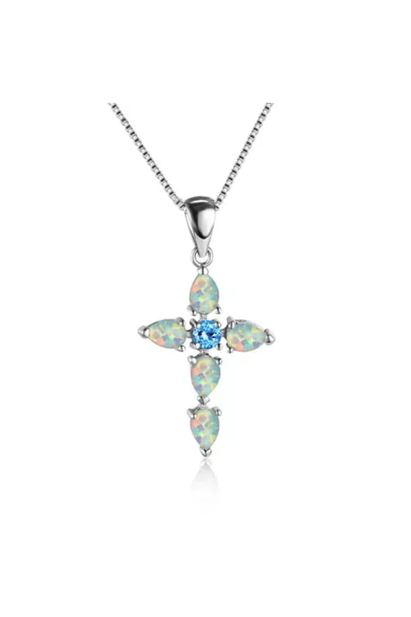 Mens Women Chain Necklace Black Cross Stainless Steel Pendant Crucifix Jesus UK-Blue