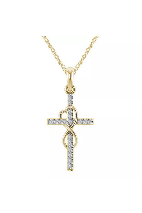 Mens Women Chain Necklace Cross Wing Shinny Pendant Angel Crucifix Jesus Gift-Gold